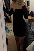 I wore it for Valentine's day and it was great. Very comfortable. I wish I got one size down because the arms were a little loose around my wrists but besides that, it's my new favorite dress. - Rebecca M.
