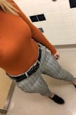 The material is thick, the perfect amount of stretch. Definitely a winter/fall shirt! I bought it in black and loved it so much I went back for the orange. So many compliments! No complaints on style, fit, make, length, durability. :) - Jessica K.