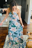 So flattering, love how it flows. Should note it's not easy to get in and out of and the top is tight enough a bra is not necessary. - Katherine F.