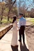 I wore this dress for my wedding day and I loved it! The material is soft and looks well made. We had a smaller wedding so I felt that this dress was the perfect amount of formal yet simple. The fit of the dress fitted without being too tight. I usually wear a 3/4 dress size. Since I am short I did have to get it hemmed a few inches even though I was wearing wedges but I expected that. Overall, I would highly recommend this dress. - Megan Y.