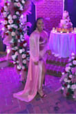 Loved the dress! It worked perfectly for the wedding I was attending. If you have more hips and booty I suggest going up a size. It gathers those areas otherwise and the split is a SPLIT! If you know what I mean. But it's gorgeous! - Keandra R.