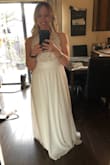 Reading other people's reviews on this dress helped me pick the right size! The dress is wonderful. I'm short so it's way too long but I hemmed it and it's perfect. The seamstress added bra cups as well. The material is great quality and feels so good on. I'm excited to wear this for my elopement. :) - Kelly M.