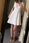 This dress is super nice and looks great! The material is thick enough so it's not see-through, and you don't have to wear a bra with this! Only downsides are since I'm a small person, the bust is a little big (it drops a little if I lean over and shows a bit too much boob) and it draws attention to the sternum area which isn't super great if you have prominent bones in that area. Other than that, this dress is awesome and I definitely recommend getting it!! - Kyra S.