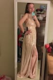 Very beautiful dress! It runs a little big, especially on the chest area, but was still very doable without a bra. The color was a little more champagne than pink which was not for my skin tone but would look amazing on a warmer toned person. It's not for me but still a breathtaking dress! - Isabelle E.