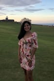 Dress fits well for a size small which is what I usually tend to wear from lulus. Only thing I would change would be the way the sleeves fit. They restrict your overhead motion of your arms. Dress shows well in photos. Wore for a tropical themed Friends bachelorette outing! - Scarleth G.