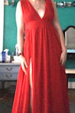 The dress was super pretty and it was a great color but it was super long. Even with heels, I had to pick up the dress to walk. Also, the boob area made my boobs sag and I bought this dress for prom and I was afraid that one was going to fall out while dancing. I took it back. - Jacqui H.
