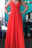I bought this dress for prom and I tried it on and the front was adorable but the zipper in the back stuck out in weird places. I loved the color but I wasn't comfortable with the zipper so I took it back. Also, it was a bit long but worked with high heels. - Jacqui H.