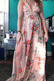 I bought this dress for prom and I tried it on and the colors were duller than the model's pictures. It also did not support my boobs well and I did not want to risk one falling out while dancing so I took it back. Also, it was a little long so I would say to wear heels with the dress. - Jacqui H.