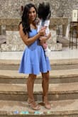 This dress was the perfect dress for my sons baptism. I'm short and the length was just right, the color is a bright baby blue that is perfect for spring. The fabric is stretchy and of good quality. I felt cute and sexy! Love this dress - Ashley D.