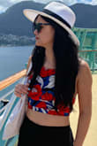 I love the Light material with big flowers print. It is so stunning on the beach. I separated the top and bottom for different outfit. They both look great! Love it!!!!! - Thuong T.