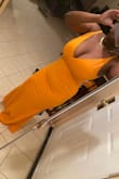 So I have a college friend wedding in July so I wanted something vibrant and screams summer! The material is GREAT, it isn't double lined which is the only down fault I can think of. The fit is PERFECT. I'm on the short side and I have bootie galore but it fit my body so good. I felt amazing in it! It's not stiff at all! I can't wait to feel like Beyoncé in July LOL - Brittany C.