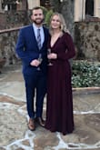 This dress is perfect for a formal night out. There are a few layers so the dress is a little heavy, but the slit in the leg helps with this. The color is very rich.  The buttons on the sleeves are such a cute touch. I wore this to a chilly spring wedding and it was perfect. - Lana S.