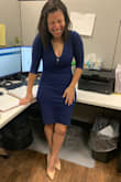 Another win for me. I love the elegance of this dress. Length is perfect since I'm kind of short. The material is stretchy, love the sleeve on it. - Jennifer S.