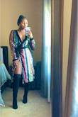This dress is everything! I bought it for NYE and it was perfect because the night was chilly and this dress kept me warm and I still felt beautiful. I am a medium but after reading the reviews I bought a large because I worried about the arm length. Glad I did. - Gakii M.