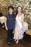 I wore this dress for my bridal shower in the blush color. I receive lots of compliments. I got a small and it fits me perfectly in hips and waist. I needed a padded bra for the top to fit correctly. Other than that I loved it! - Shayna W.