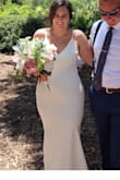 Such an amazing dress, I was so comfortable all day long. I probably should've sized up for my body, I needed spanks. I personally loved the simplicity of this for a wedding dress! - Sarah D.