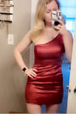 I ordered a small and a medium because I am between sizes, the photo is of the small. Order a size down!! I'm 135 lbs and 5'6" and a medium was like a paper bag on me. It's a really cute dress and really nice. - Amy E.