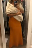 I wore this for a formal wedding. I am 6 months pregnant and wanted something beautiful and firm fitting to show off my bump. It was perfect. I got lots of compliments on my outfit. It was chilly outside, so I used a cream faux fur. It styled beautifully! - Chelsea W.