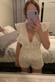 Seriously cannot wait to wear this for my bachelorette. It's super cute and is super comfortable. Definitely fits well, just a little small but not small enough to where I would size up, overall it's pretty true to size. - Bianca M.