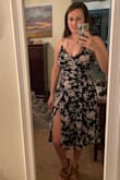 This is really pretty and so soft and comfortable. I kind of wish the slit wasn't quite so high, but my sister thought it was great. The dress flows beautifully and fits great, so I decided to keep it. If the slit bothers me, I'll just sew a slip stitch to connect it a little farther down. - Amanda O.
