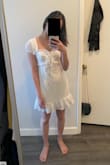 I was wary about ordering this dress because it had no reviews but I was pleasantly surprised at how well it fit, especially because of my small chest. It is kind of form-fitting, so I wouldn't be wearing it to an all-you-can-eat because the stomach part would protrude. Overall, super cute, and perfect to wear on a date or even to go to the renaissance fair (haha). - Sarah W.