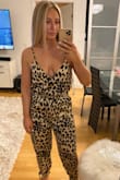 This jumpsuit has so much potential but unfortunately it's not the best for a fuller lower body - there's not a lot of stretch and no zipper so you have to pull it over your butt to put it on. Also the top doesn't have a clasp and falls completely open on me. If you don't need a bra and have straighter hips i'm sure it's super cute! Will have to return - Olivia O.