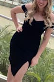 I loved the fit of this dress! So comfy yet so classy! Felt so beautiful in it. Please excuse my extreme paleness lol I bought in a small as I read that it might run kinda big or maybe I just can't accept my size but either way I loved how it looked and didn't have to wear a sucker - Drew B.