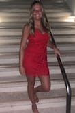 I absolutely love this dress. I bought it for vacation and it fits perfectly. The material is not stretchy so if you are contemplating between two sizes I would go with the bigger size. I normally wear a small, but ordered a Medium in this and it fits perfectly. - Lindsay D.