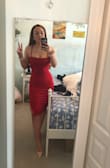 this dress is literally perfect. The material is thick and hugs every inch of you so nicely. I wore this to numerous formals and got so many compliments! The dress itself is very accommodating to girls with bigger hips, which I really appreciate! - Analea Z.