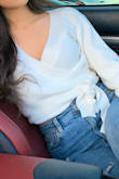 This top is sooooo pretty and goes perfectly with jeans! I love it!!!! It's also super soft! - Bayan F.