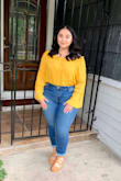This shirt is so beautiful and it fits so well! It fits loose, so if you want a fitted look I would probably recommend sizing down. So happy with my purchase. - Elda G.