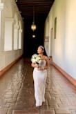 I love this dress! I received so many compliments. It's beautiful. For me, I did not need to alter the length! I wore 3-inch heels with and it was perfect!! I highly recommend this dress to future brides. It was perfect for our small courthouse wedding :) - Alyssa A.