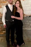 This was a great wedding guest dress in the winter. The slit is not too high, and it is form fitting. I'm size 4 pants, and medium sizes all around... worked out well for not knowing measurements haha - Hailey L.