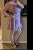 This dress is so cute and fits me so well! I don't have to wear a bra, always a plus, and the straps are adjustable! I love the color/pattern and the fact that it won't wrinkle. This will be a perfect dress for a daytime look, once summer comes. - Stephanie D.