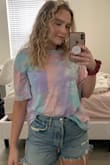 Love this tee! Vibrant colors. A little oversized but you can tuck it in easily. Got an XS - Kaylin M.