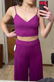 I am SO sad I had to return this outfit. I loved everything about it - the material, the fit, the length. BUTT (pun intended) there was an issue with the seam on the butt. I'm not sure what caused it, maybe the zipper being right there, but there were horrible wrinkles in the fabric that no amount of steaming would fix (see photo). As much as I loved this outfit from the front, I couldn't walk around with my butt looking like that. - Sydne H.