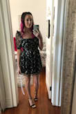 I bought this dress for a bridal shower tea party I attended and it did not disappoint! The dress was comfortable and not too short, which for a tall girl like myself can often be an issue. The only critique I could give the dress would be the sleeves, which are a little loose up top and a little tight where they taper at the bottom. This was not something that bothered me, but is a note for women with more muscular arms. Overall, I got lots of compliments and definitely recommend purchasing this dress! - Michelle B.