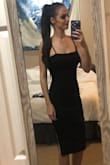 This dress fit perfectly!! The material was so nice. It's thick enough to not show any lines or see through but thin enough to not die of a heat stroke in GA. It fits true to size so I did my normal dress fit & the dress was like a glove! - Heather A.