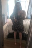 I love this dress - it's a great length to be flirty but able to wear to a variety of occasions. It's cute with heels, flats, and boots. The arms of the dress are loose and slightly see-through which makes it really cute and flowy. - Kacey W.