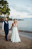 This dress was so comfortable and high quality. It was the perfect style for our Maui wedding; the compliments didn't end! I wish I could wear it over and over again. I wore flat sandals for our wedding and am 5'9" so I didn't have to get it hemmed at all. The 8 was a bit baggy in the chest and ribs as I don't have a very large bust, but once my seamstress added cups and two hook eyes to the back, it fit like a glove. <3 - Hilary Z.