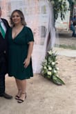 I am 5'1 180-190 lbs. I have larger boobs but this dress fit perfect. I had to pin the breast part because it was too open for me. Nice and flowy. It was Very comfortable - Laura R.