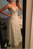 I must have have tried at least 8 online dresses and wasn't in love with any of them. I was about to give up and go into a bridal shop until I found this gorgeous dress! The material is high quality and so elegant. It's very flattering and Is a bit flowy. The back of the dress is the real reason why I fell in love! So excited to get married in this dress :) - Janine M.
