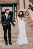 Absolutely loved this dress, it was super flattering on. I had it altered length wise a couple inches, in the bust area about a half inch, and plastic adjustments on the straps removed. Due to the Coronavirus my husband and I decided to elope and this dress was so perfect for our intimate courthouse wedding. - Justin P.