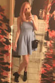 I have this dress in three colors. Red, black and now this periwinkle blue. So comfortable to wear and I rarely even need a bra because the fabric is thick and quality. Please come out with more colors! - Melanie K.