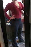 I bought this top for a work function that was business casual. While the function ended up being canceled, that I'm keeping the top. The lace adds a little extra sexy which hubby loves and I love how comfortable it is. Fit is true to size! - Erica