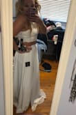 Exact look I was going for! Perfect for bachelorette and my honeymoon. Does NOT squeeze your waist like some waist bands it's flexible but not super tight if that makes sense. I was nervous about the top being see through since you can't really wear a bra and sticky bras aren't for me- but the material is strong and well made. The lace looks expensive, not cheaply put together. Cannot say enough about this item. So excited - Julie W.