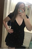 Loooovvveeeee this dress. It is a little low cut and super short, but it's still super cute and trendy. - Wyntr J.