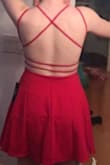 LOVED this dress!! I was a little worried about the front because I have a smaller bust, but I had the neckline slightly altered to be a little less low cut and then wore a padded sticky bra. Super comfy and great-feeling material and the lining underneath is great. The straps are a perfect fit- not too tight or loose. The color really popped. - Jamie G.