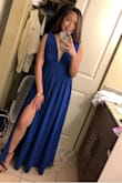 Wore this to a wedding. Had to have it hemmed and have the straps adjusted. But lovely blue shade and you can definitely wear it even with an A cup! - Deianira J.