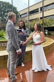 It runs large and it's very long, specially if you are short, but it really worked for my simple wedding at the courthouse :) - Thamires M.
